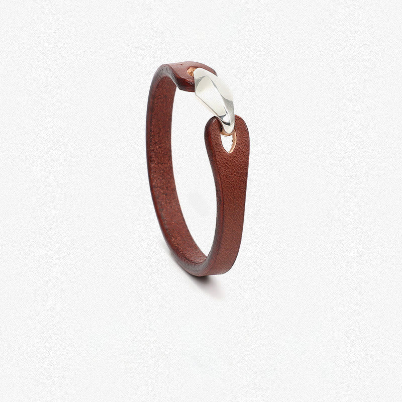 925 Sterling Silver & Leather Multi-Wrap Engraved Buckle Bracelet