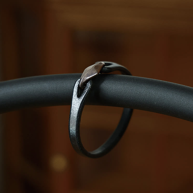 925 Sterling Silver & Leather Multi-Wrap Engraved Buckle Bracelet