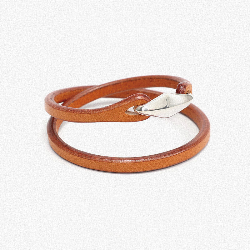 925 Sterling Silver & Leather Multi-Wrap Engraved Buckle Bracelet