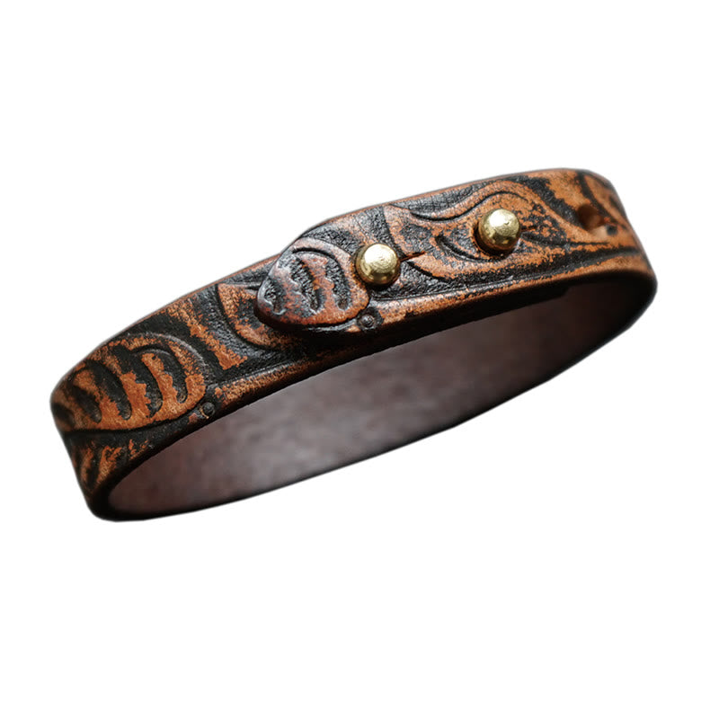 Vintage Printed Leather Adjustable Buckle Balance Bracelet