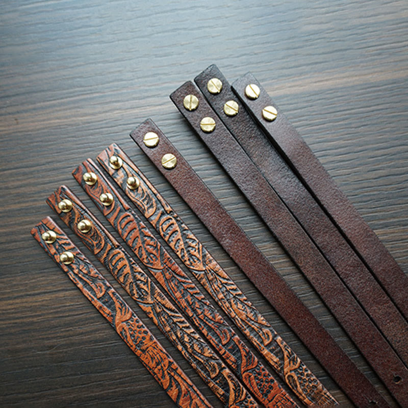 Vintage Printed Leather Adjustable Buckle Balance Bracelet