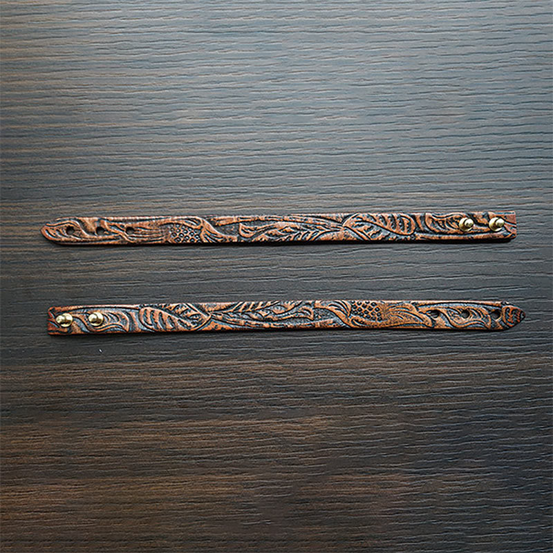 Vintage Printed Leather Adjustable Buckle Balance Bracelet