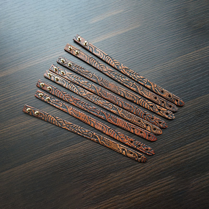 Vintage Printed Leather Adjustable Buckle Balance Bracelet