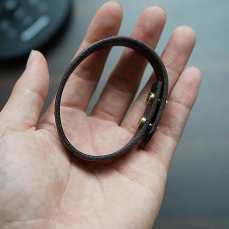 Vintage Printed Leather Adjustable Buckle Balance Bracelet