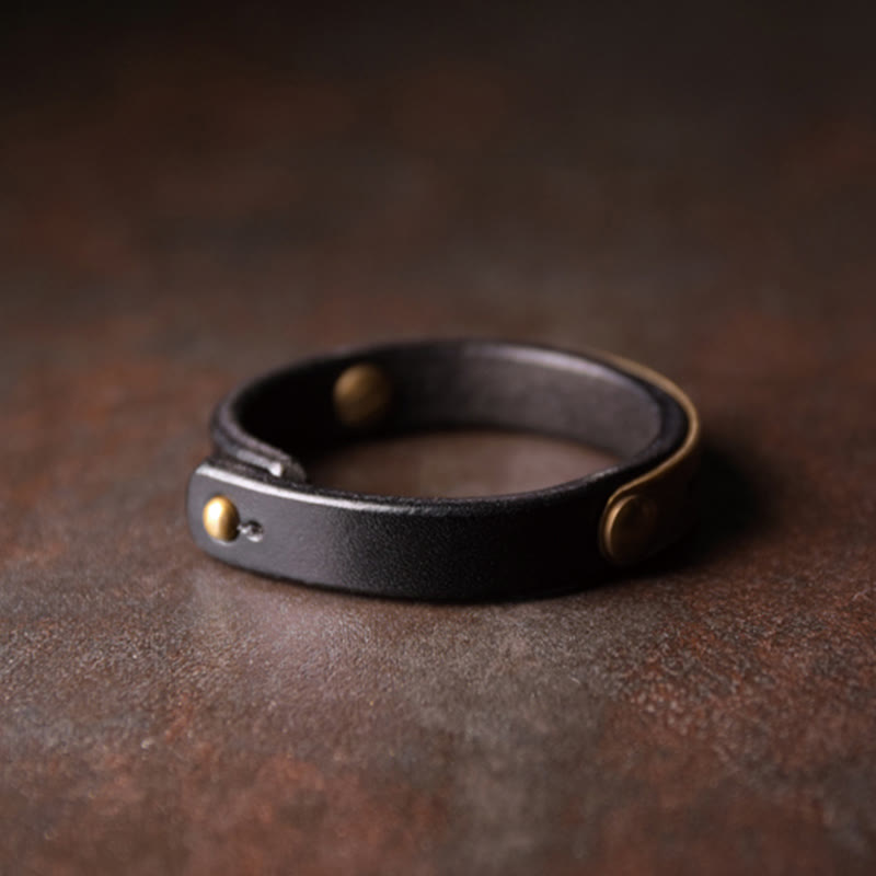 Vintage Leather Copper Brass Balance Bangle Bracelet