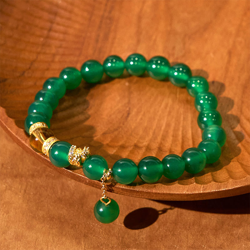 Year of the Snake Green Agate Citrine Power Bracelet