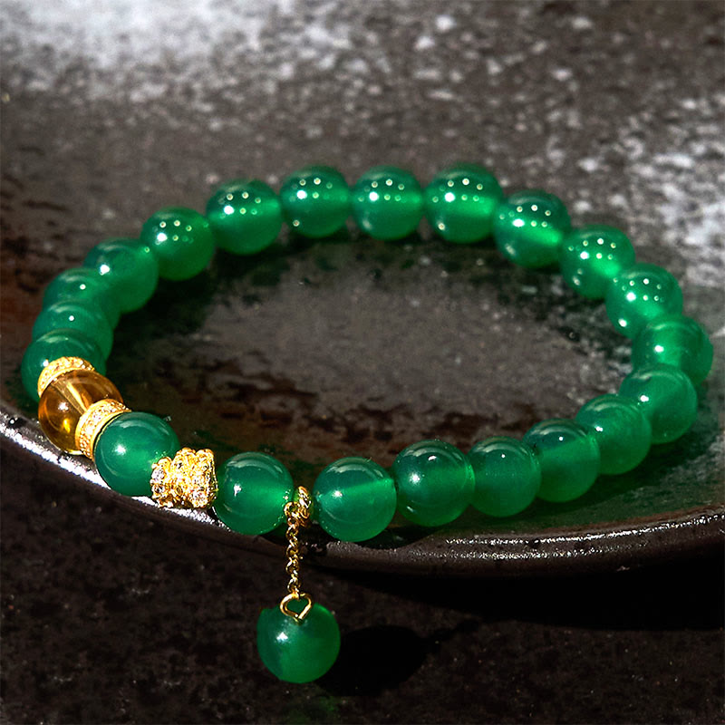 Year of the Snake Green Agate Citrine Power Bracelet