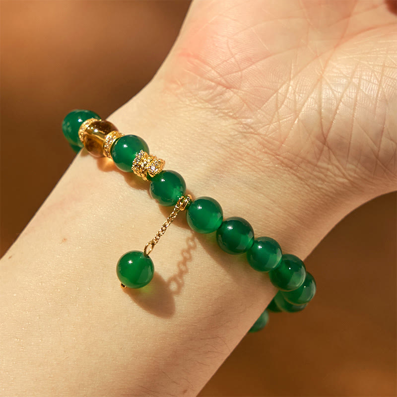 Year of the Snake Green Agate Citrine Power Bracelet