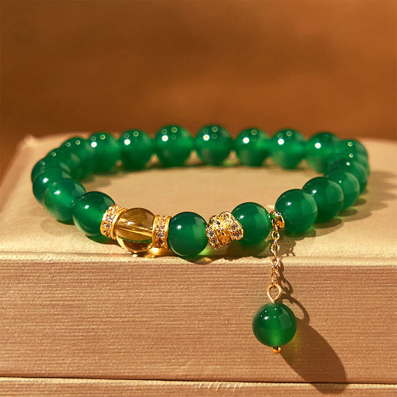 Year of the Snake Green Agate Citrine Power Bracelet