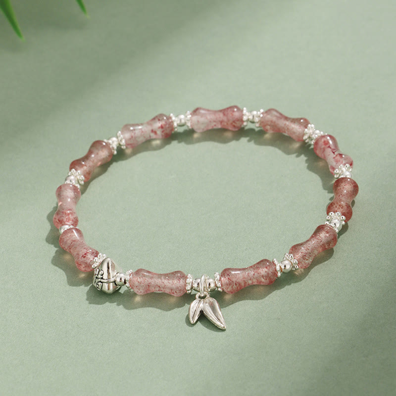 White Jade & Multi-Gemstone Copper Bamboo Fu Character Beaded Bracelet