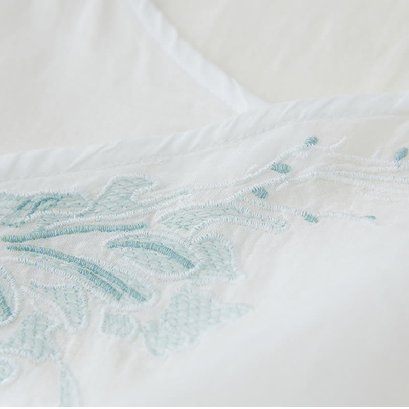 Casual Women's Embroidery Plants Design Three Quarter Sleeve Cotton Linen Shirt