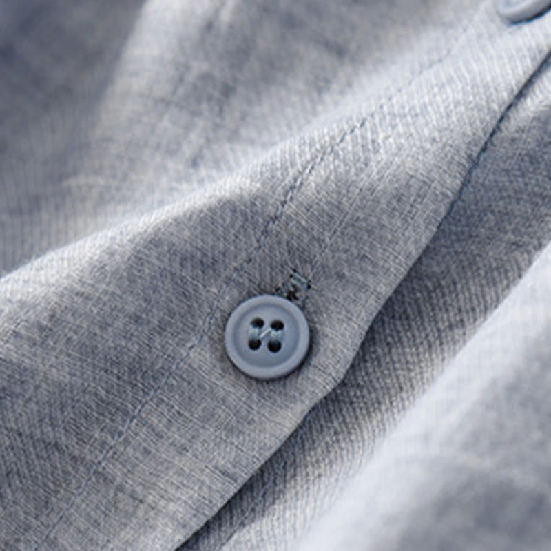 Cotton Linen Embroidered Stand Collar 3/4 Sleeve Mindful Shirt
