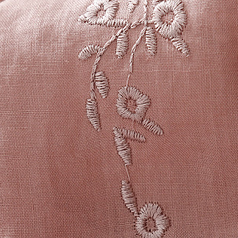 Casual Women's Embroidered Flower V-neck Design Loose Half Sleeve Cotton Linen Shirt