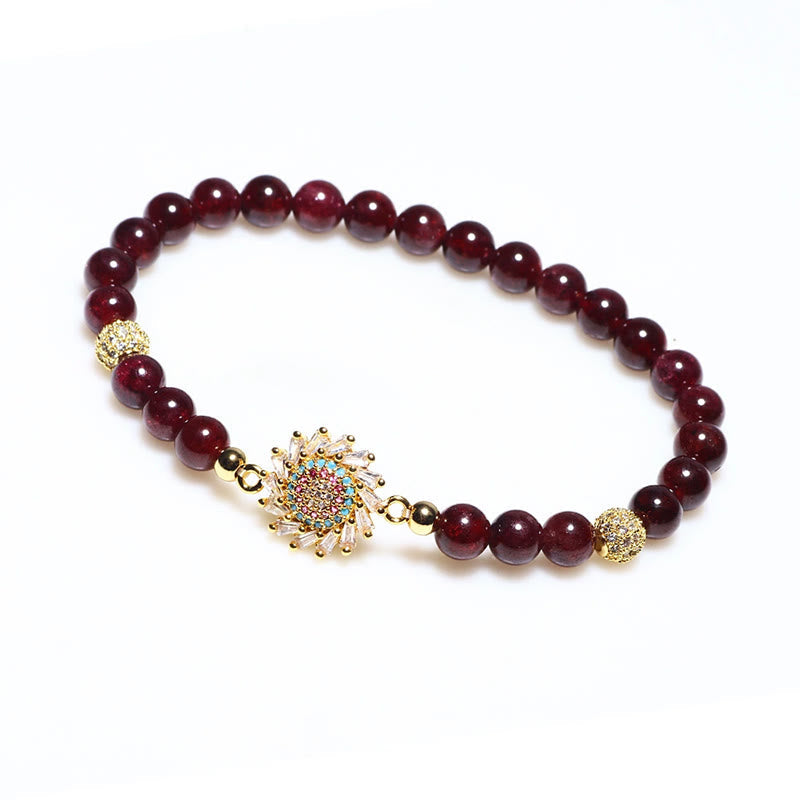 Natural Garnet Flower Zircon Bead Protection Bracelet