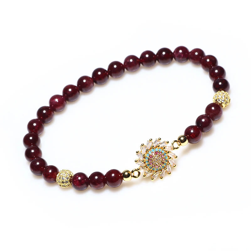 Natural Garnet Flower Zircon Bead Protection Bracelet