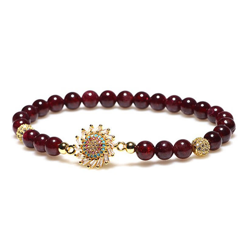 Natural Garnet Flower Zircon Bead Protection Bracelet