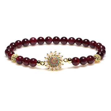Natural Garnet Flower Zircon Bead Protection Bracelet