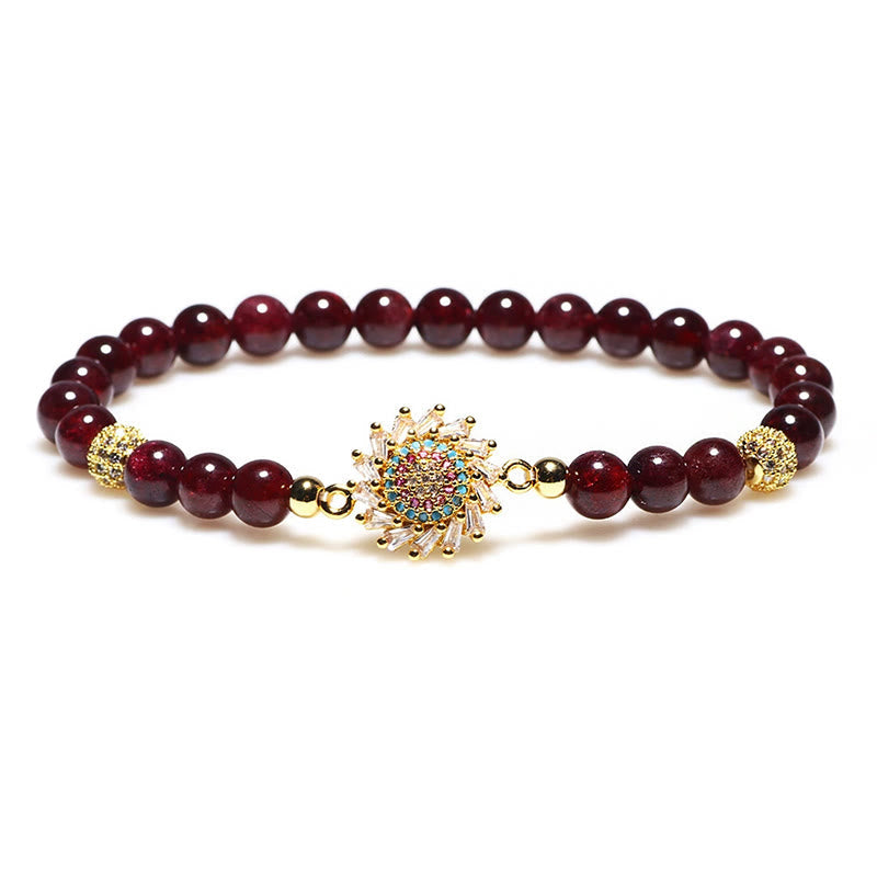 Natural Garnet Flower Zircon Bead Protection Bracelet