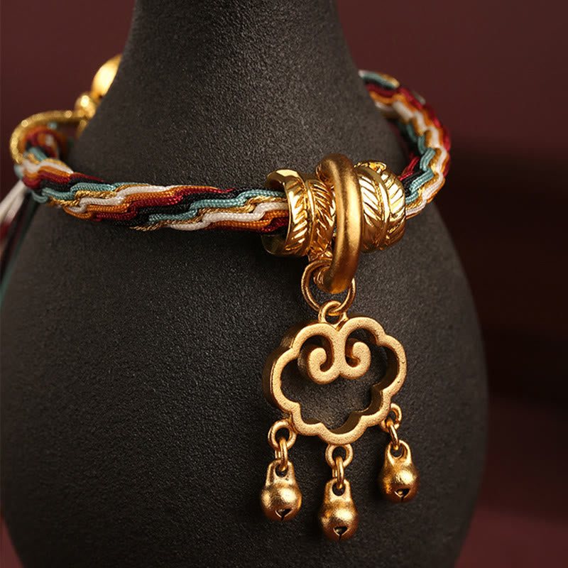 Handmade Endless Knot Bracelet with Deer & Auspicious Cloud Longevity Lock Bell