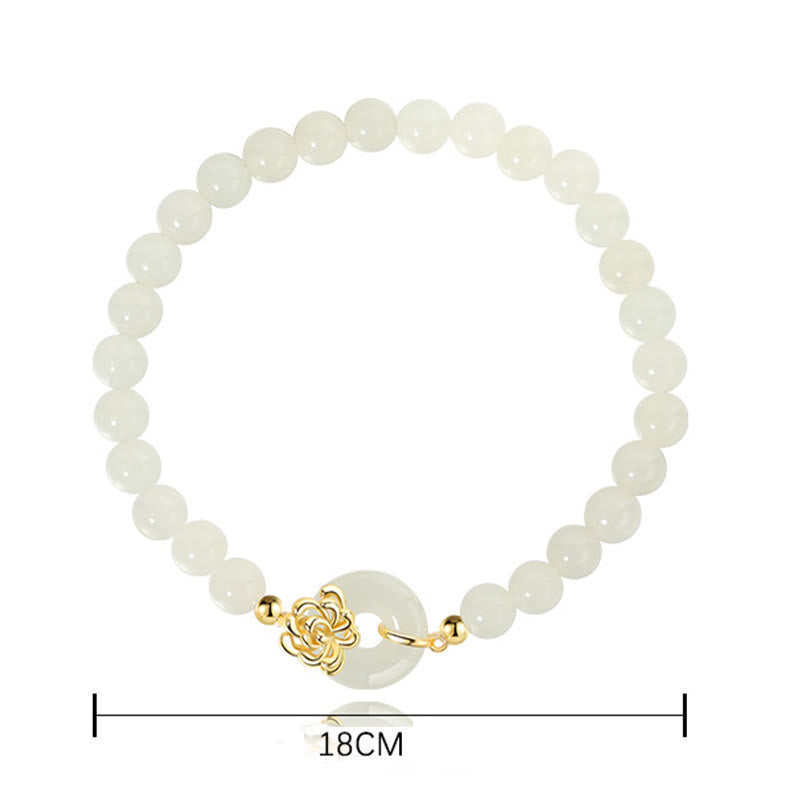 925 Sterling Silver Natural Hetian Jade Autumn Chrysanthemum Peace Buckle Prosperity Bracelet