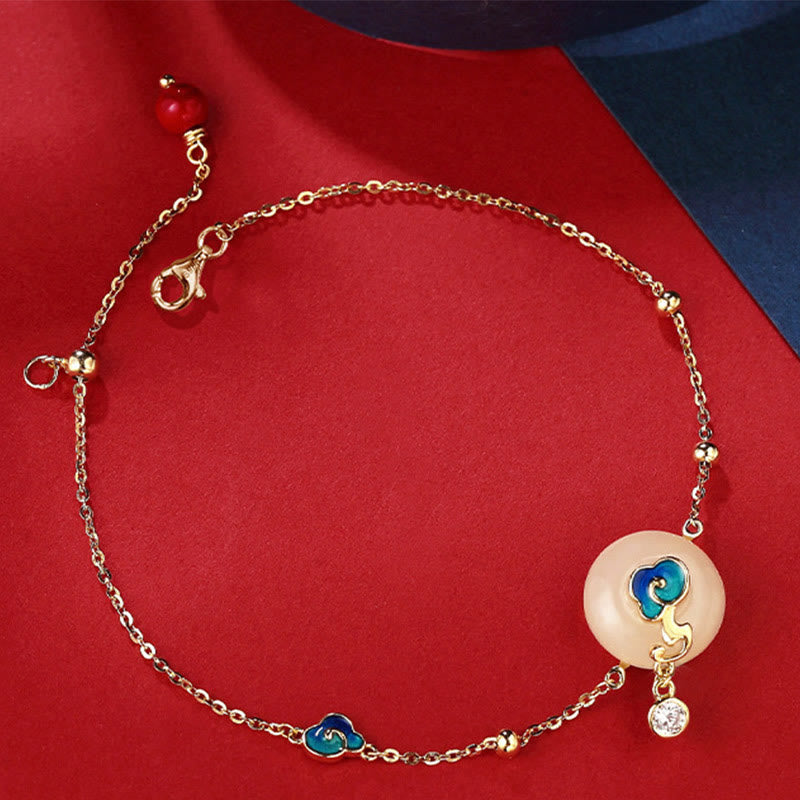 925 Sterling Silver Natural Hetian Jade Auspicious Clouds Abundance Bracelet