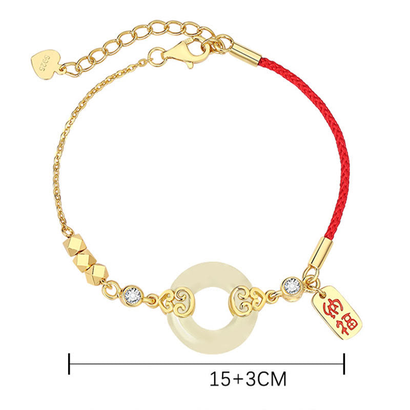 925 Sterling Silver Natural Hetian Jade Gourd Peace Buckle Zircon Luck Bracelet Necklace Pendant Earrings