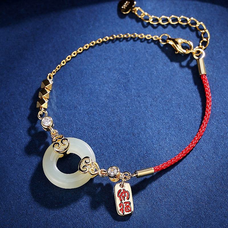 925 Sterling Silver Natural Hetian Jade Gourd Peace Buckle Zircon Luck Bracelet Necklace Pendant Earrings