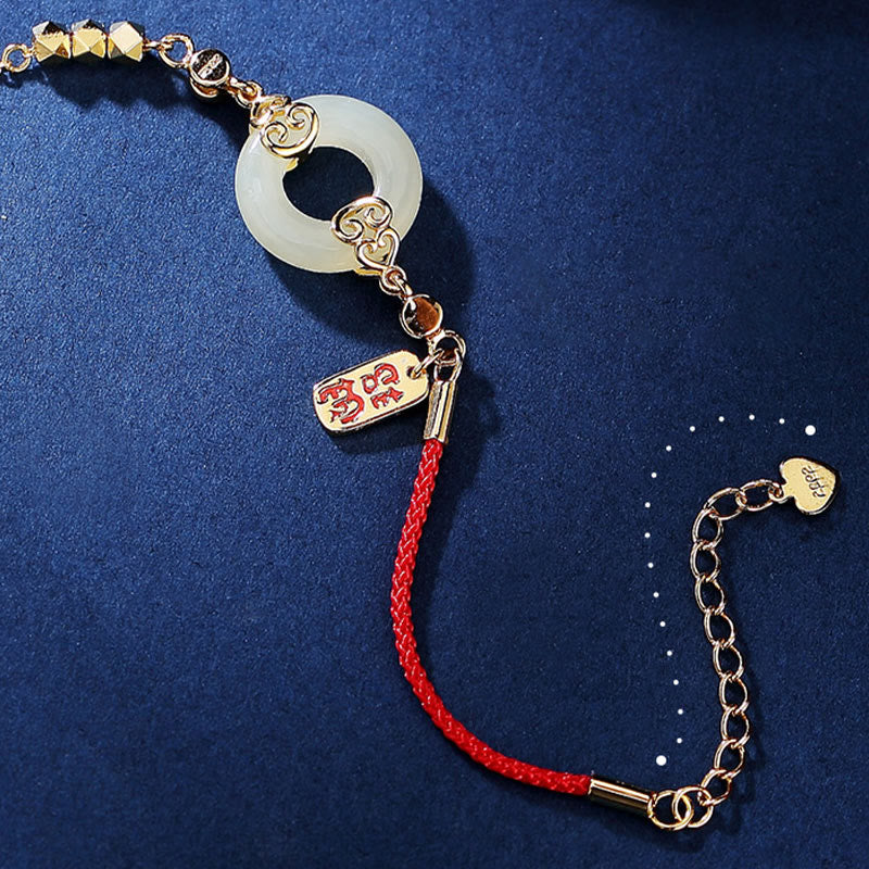 925 Sterling Silver Natural Hetian Jade Gourd Peace Buckle Zircon Luck Bracelet Necklace Pendant Earrings