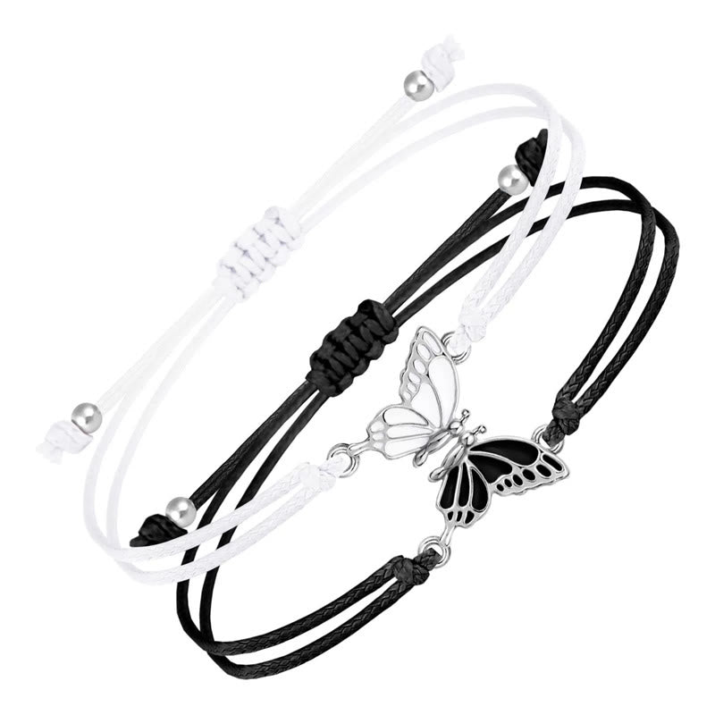 2Pcs Handmade Braided Rope Butterfly Freedom Bracelet