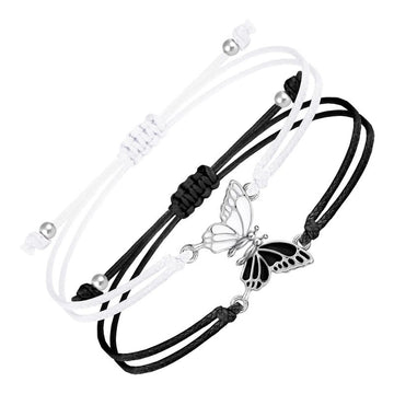 2Pcs Handmade Braided Rope Butterfly Freedom Bracelet