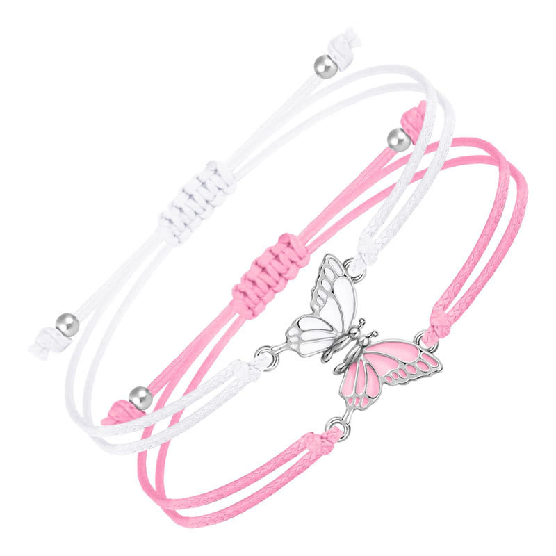 2Pcs Handmade Braided Rope Butterfly Freedom Bracelet
