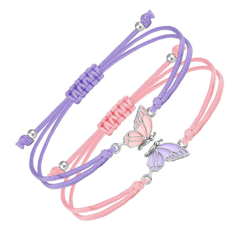 2Pcs Handmade Braided Rope Butterfly Freedom Bracelet