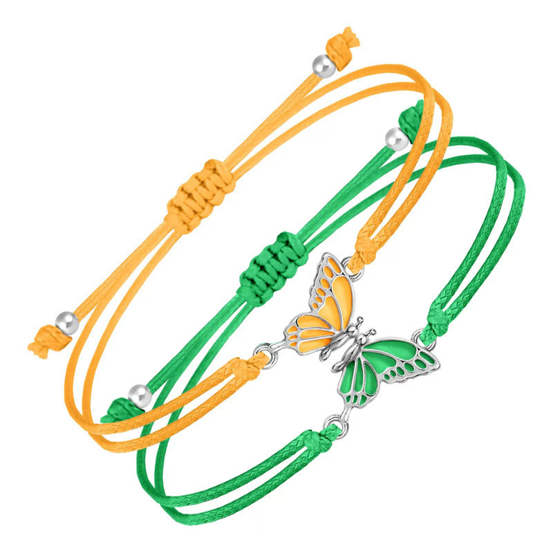 2Pcs Handmade Braided Rope Butterfly Freedom Bracelet