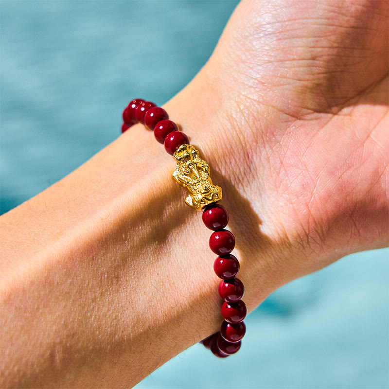 Natural Cinnabar Beads Pixiu Blessing Bracelet