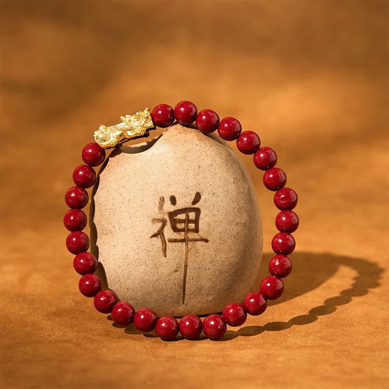Natural Cinnabar Beads Pixiu Blessing Bracelet