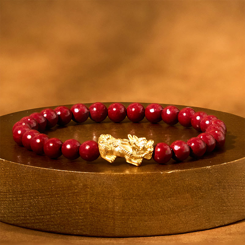 Natural Cinnabar Beads Pixiu Blessing Bracelet