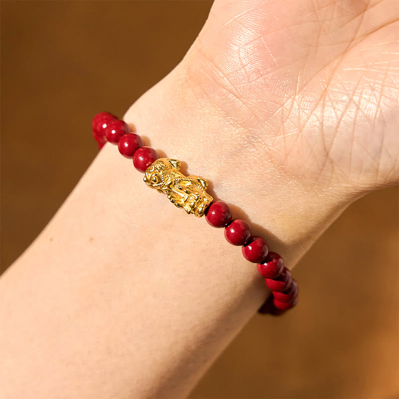 Natural Cinnabar Beads Pixiu Blessing Bracelet