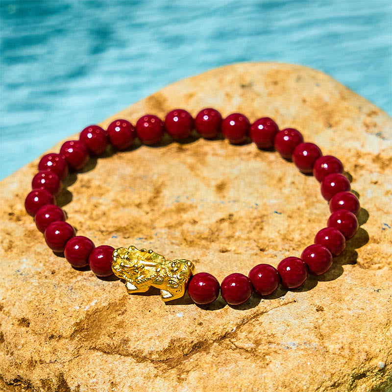 Natural Cinnabar Beads Pixiu Blessing Bracelet