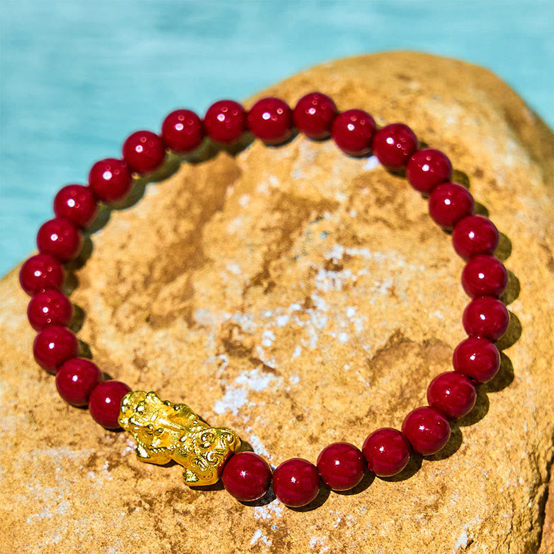 Natural Cinnabar Beads Pixiu Blessing Bracelet