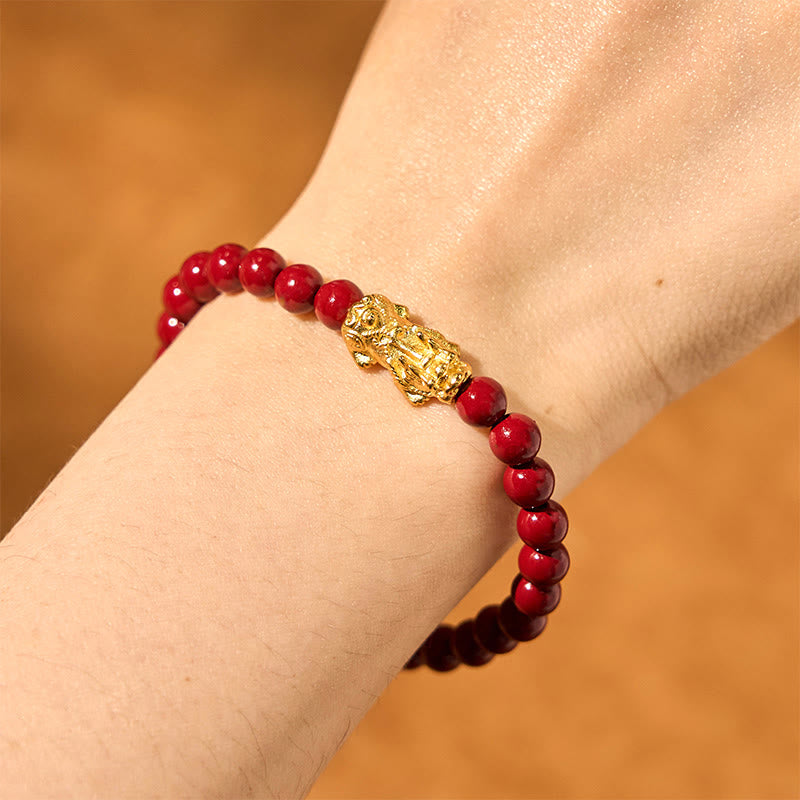 Natural Cinnabar Beads Pixiu Blessing Bracelet