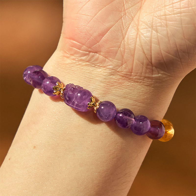 Citrine Amethyst Pixiu Prosperity Bracelet