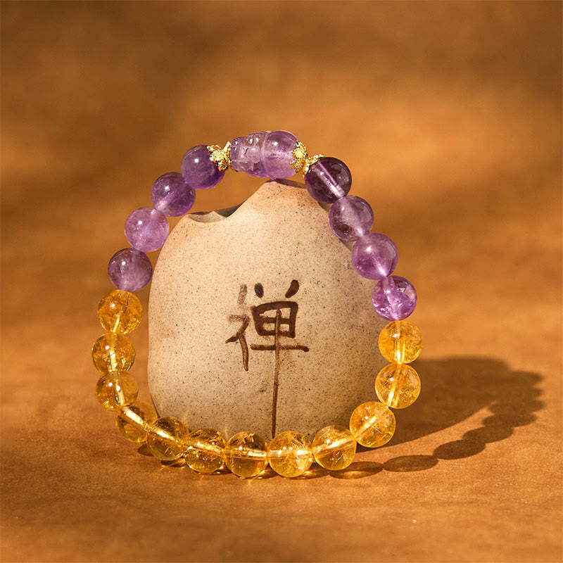 Citrine Amethyst Pixiu Prosperity Bracelet
