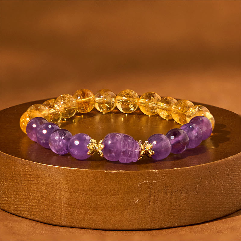Citrine Amethyst Pixiu Prosperity Bracelet