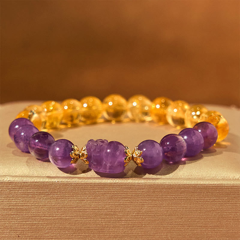 Citrine Amethyst Pixiu Prosperity Bracelet
