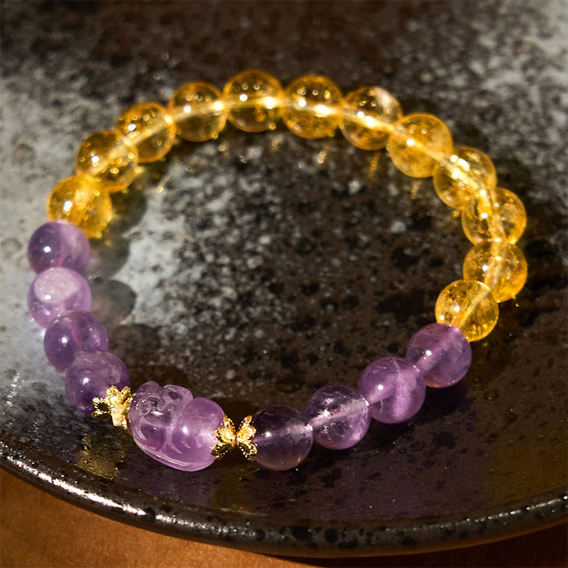 Citrine Amethyst Pixiu Prosperity Bracelet