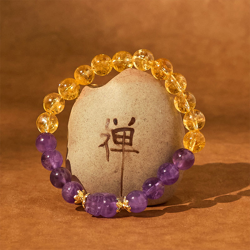 Citrine Amethyst Pixiu Prosperity Bracelet