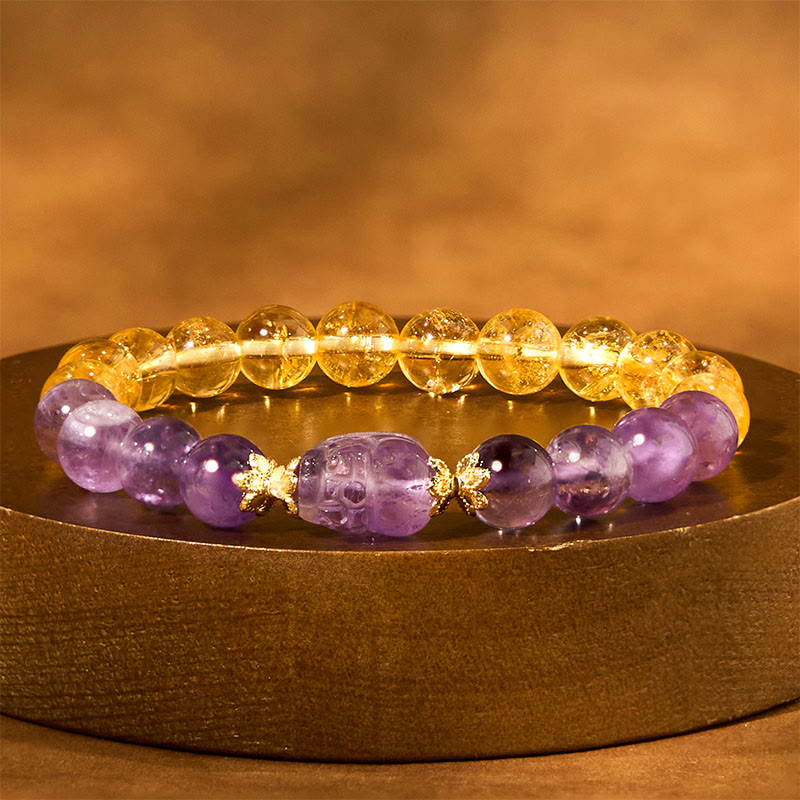 Citrine Amethyst Pixiu Prosperity Bracelet