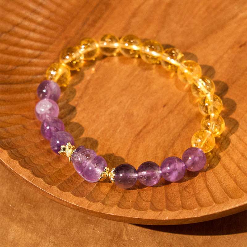 Citrine Amethyst Pixiu Prosperity Bracelet