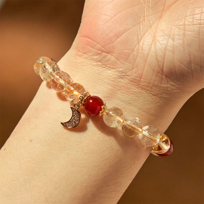 Citrine Red Agate Moon Prosperity Bracelet