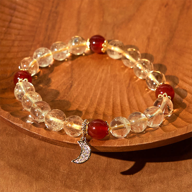 Citrine Red Agate Moon Prosperity Bracelet